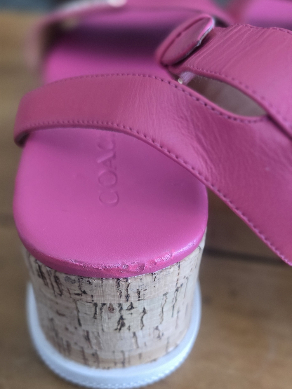 COACH Talulah Fuchsia Pink Cork Platform Sandals - Picture 8 of 10